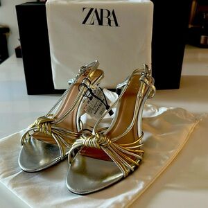 ZARA Metallic Gold & Silver Heels – Brand New With Tags